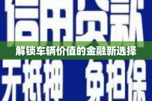 忻府解锁车辆价值的金融新选择