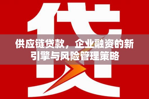忻府供应链贷款，企业融资的新引擎与风险管理策略