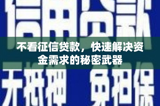 忻府不看征信贷款，快速解决资金需求的秘密武器