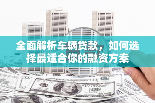 忻府全面解析车辆贷款，如何选择最适合你的融资方案